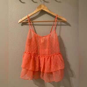 Sheer raffle adjustable straps top